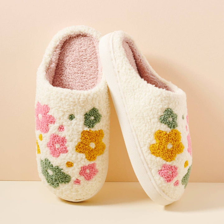 Flower Fuzzy Fleece Soft Slippers (size 38/39)