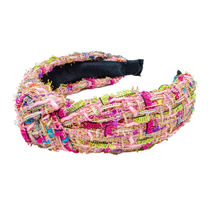 Tweed Mix Knotted Headband: Black