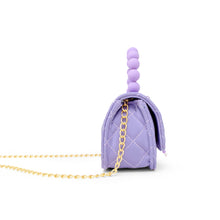 Load image into Gallery viewer, Pearl Handle Message Charm Handbag for Kids: Purple
