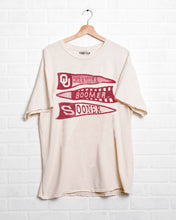 Load image into Gallery viewer, OU Oklahoma Sooners Pennant Off White Thrifted Tee
