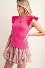 Load image into Gallery viewer, CASUAL RUFFLED SLEEVES RIB TOP

