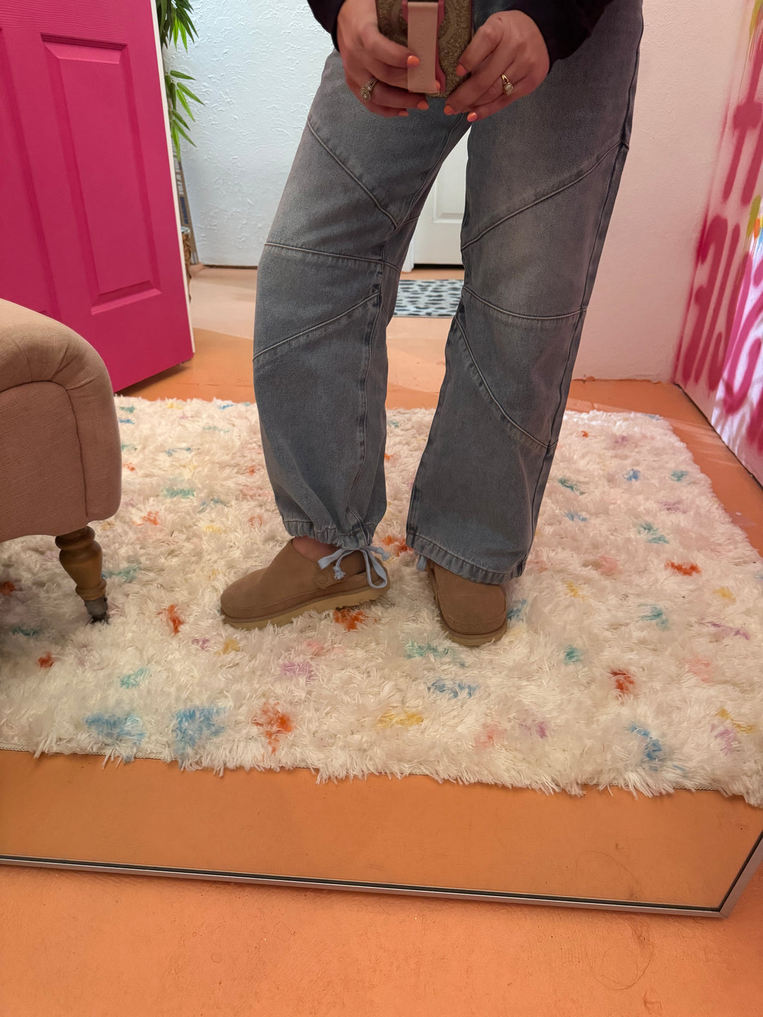 Medium Wash Baggy Wide Leg Jeans