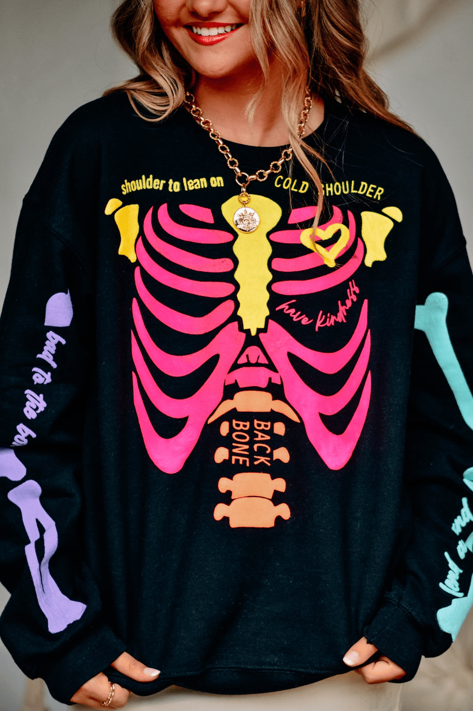 Neon Skelly Sweatshirt: Medium