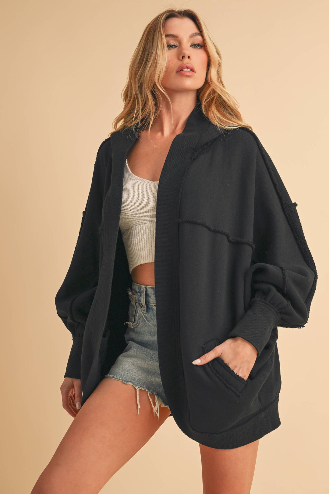 Janely Hooded Cardi: White