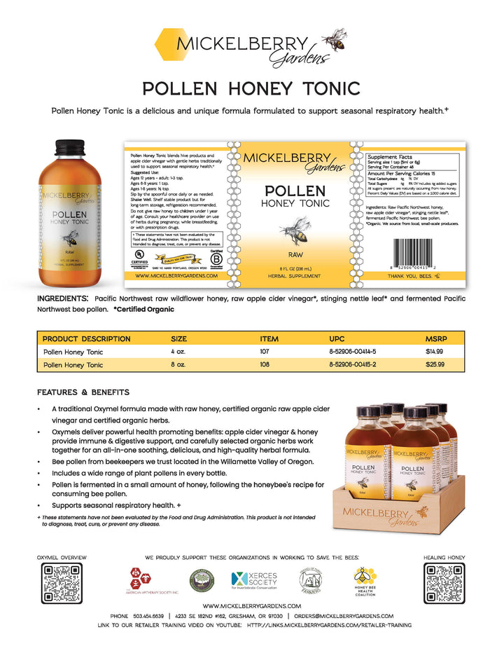 Pollen Honey Tonic — seasonal allergy support: 8oz
