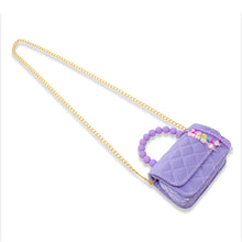 Load image into Gallery viewer, Pearl Handle Message Charm Handbag for Kids: Purple
