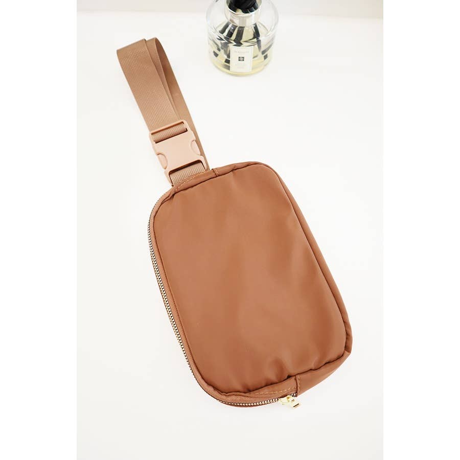 Solid Color Crossbody Fanny Pack Belt Bag: BLACK