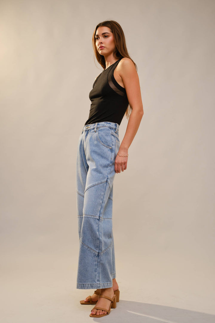 Medium Wash Baggy Wide Leg Jeans