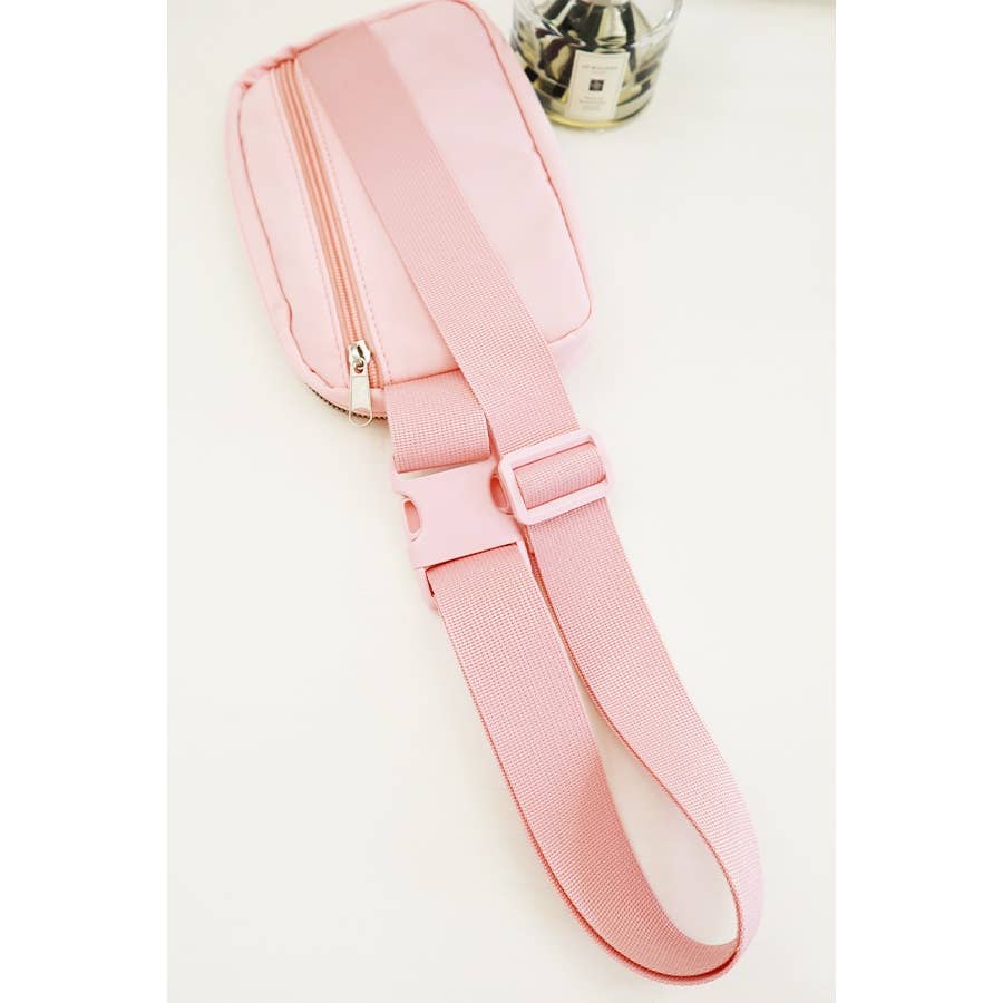 Solid Color Crossbody Fanny Pack Belt Bag: BLACK