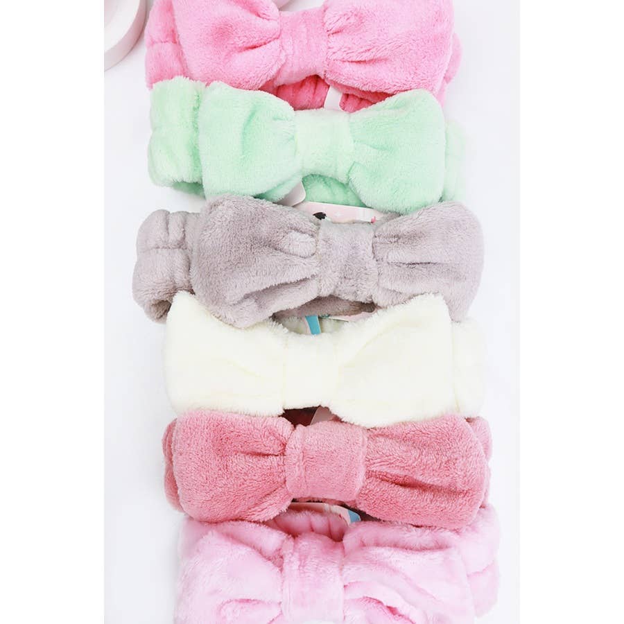 Beauty Spa Bow Headbands Assorted Solid Colors