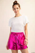 Load image into Gallery viewer, METALLIC FABRIC DRAWSTRING  SHORTS: HOT PINK

