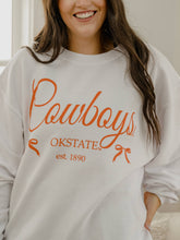 Load image into Gallery viewer, OSU Cowboys Established Bows White Corded Crew Sweatshirt

