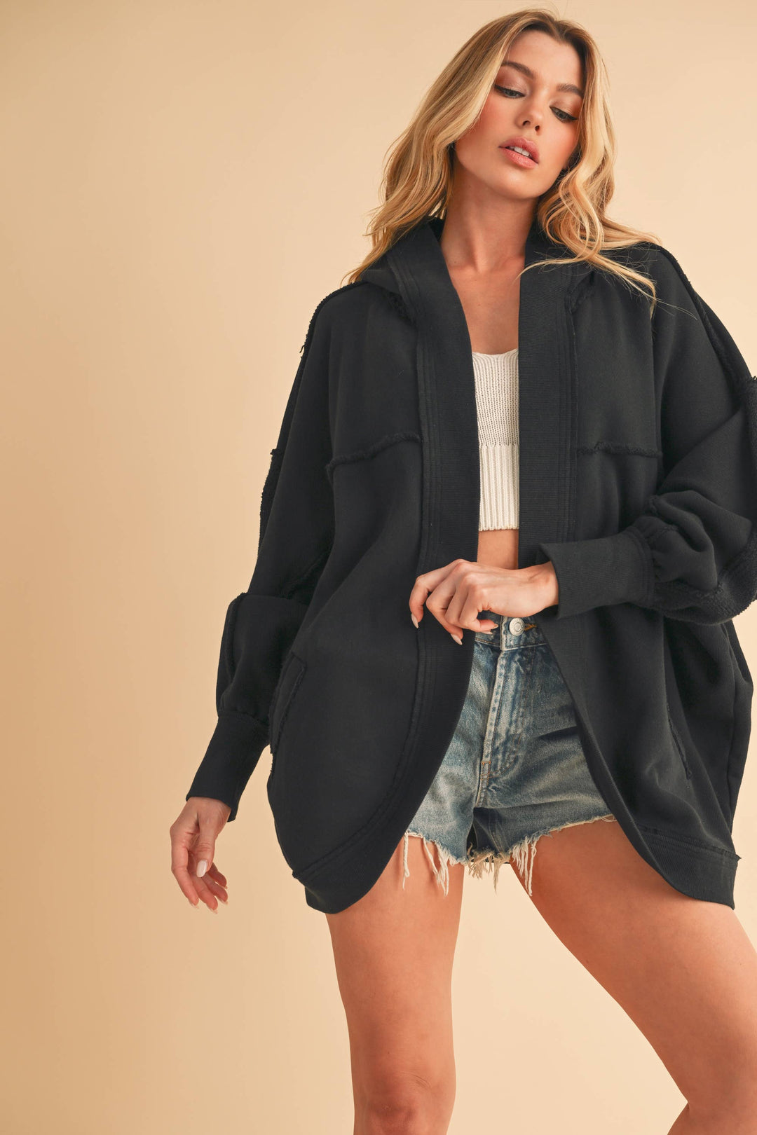 Janely Hooded Cardi: White