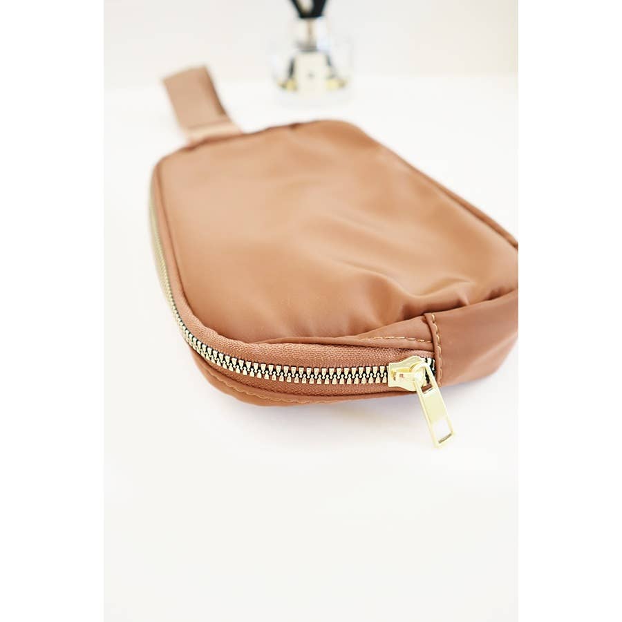 Solid Color Crossbody Fanny Pack Belt Bag: BLACK
