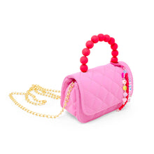 Load image into Gallery viewer, Pearl Handle Message Charm Handbag for Kids: Purple
