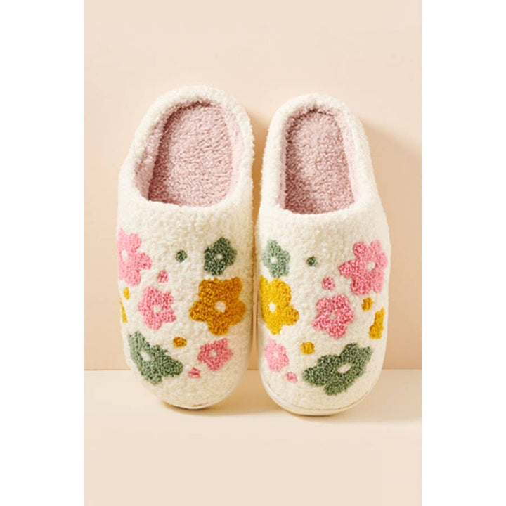 Flower Fuzzy Fleece Soft Slippers (size 38/39)