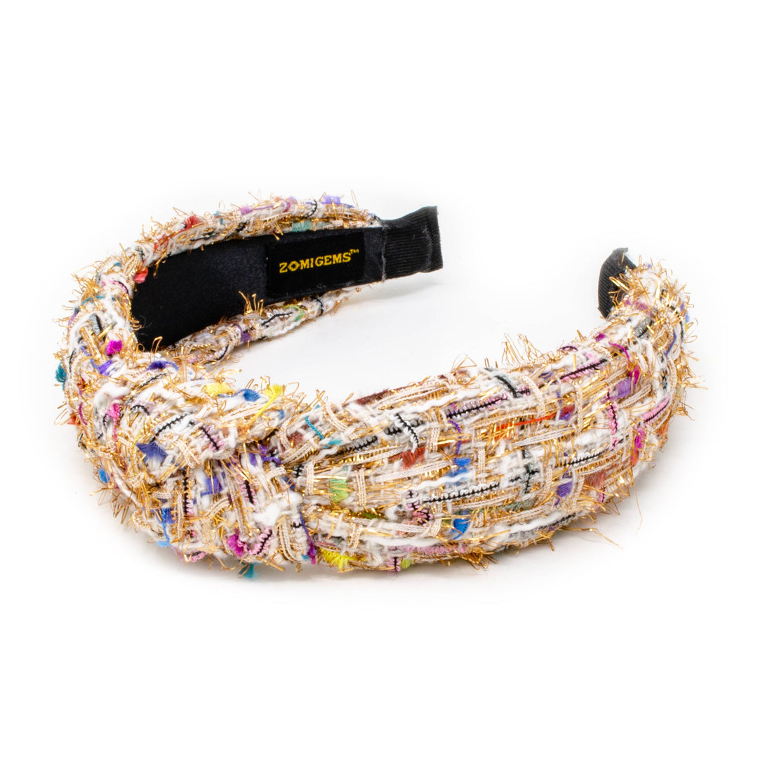 Tweed Mix Knotted Headband: Black