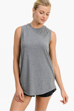 Load image into Gallery viewer, Notched Sleeveless Flowy Tank Top: WHITE
