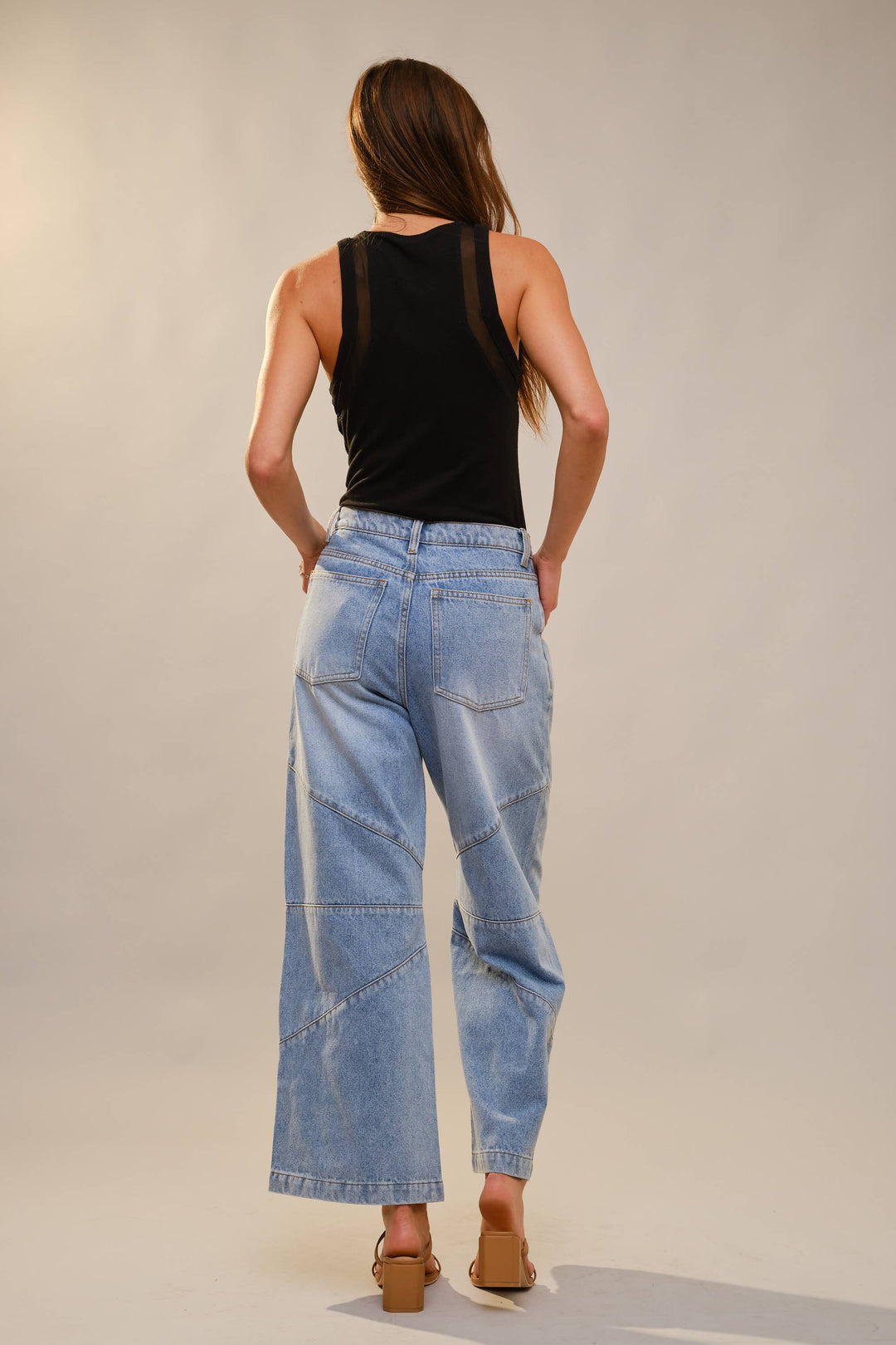 Medium Wash Baggy Wide Leg Jeans