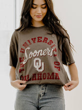 Load image into Gallery viewer, OU Oklahoma Sooners Draft Charcoal Thrifted Tee
