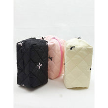 Load image into Gallery viewer, Embossed Cloth with Bow Embroidery Cosmetic Bag
