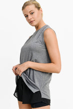 Load image into Gallery viewer, Notched Sleeveless Flowy Tank Top: WHITE
