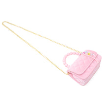 Load image into Gallery viewer, Pearl Handle Message Charm Handbag for Kids: Purple
