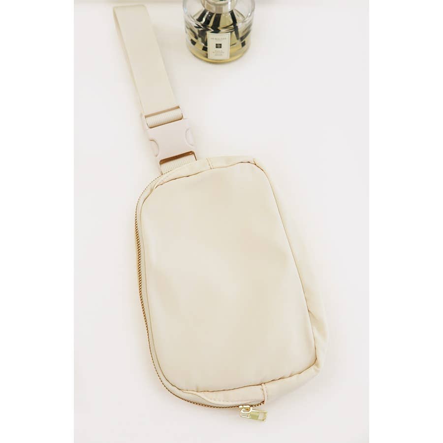 Solid Color Crossbody Fanny Pack Belt Bag: BLACK