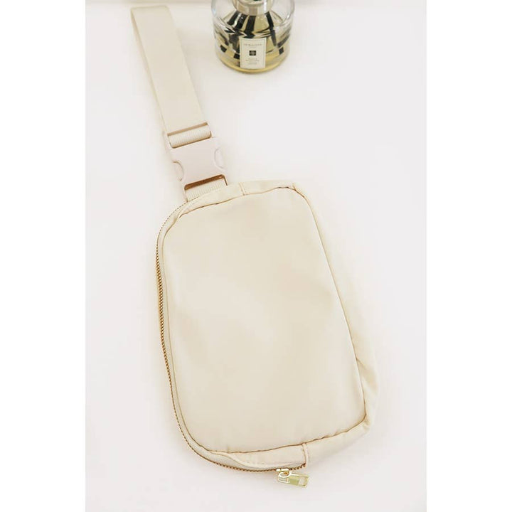 Solid Color Crossbody Fanny Pack Belt Bag: BLACK