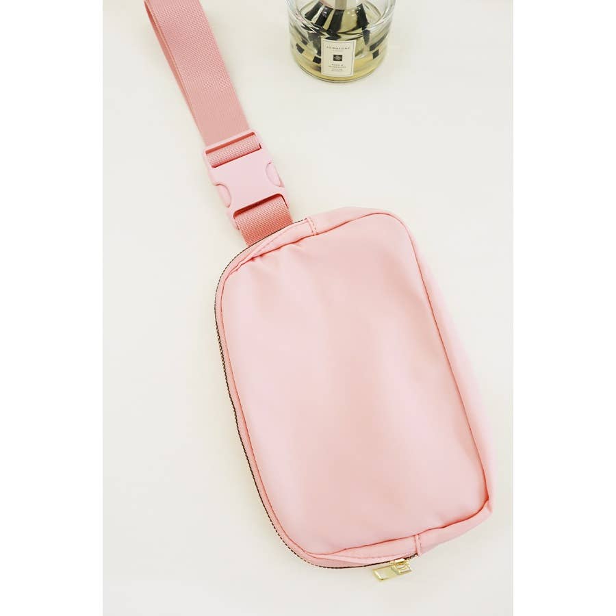Solid Color Crossbody Fanny Pack Belt Bag: BLACK