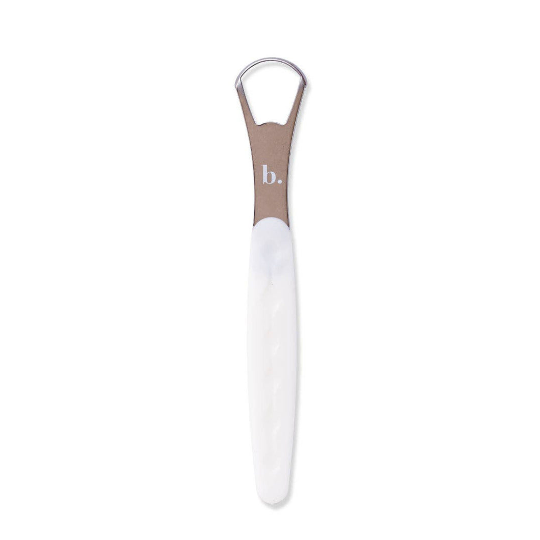 Stainless Steel Tongue Scraper: White