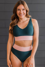 Load image into Gallery viewer, Kissed By The Sun Bikini Mixed Size Swim Set - Teal/Baby Pink
