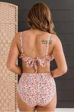 Load image into Gallery viewer, Soak Up The Sun Floral Ruffle Swim Set - Peach/Ivory
