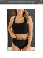 Load image into Gallery viewer, Sandy Shores Ribbed Swim Set - Black/Natural Leopard
