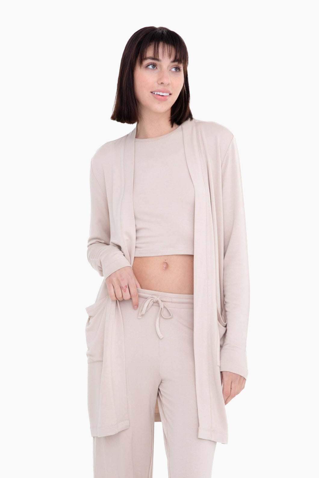 Lounge Open-Front Cardigan: NATURAL