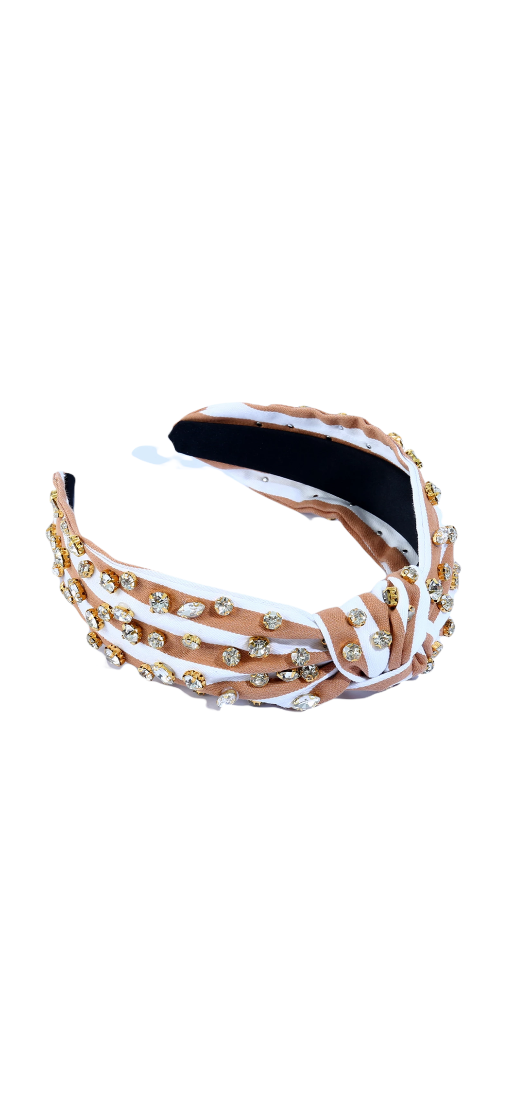 Tan & White Stripe W/ Crystals Headbands