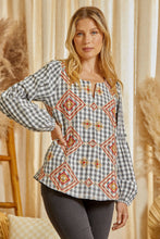 Load image into Gallery viewer, Embroidered Plaid Top
